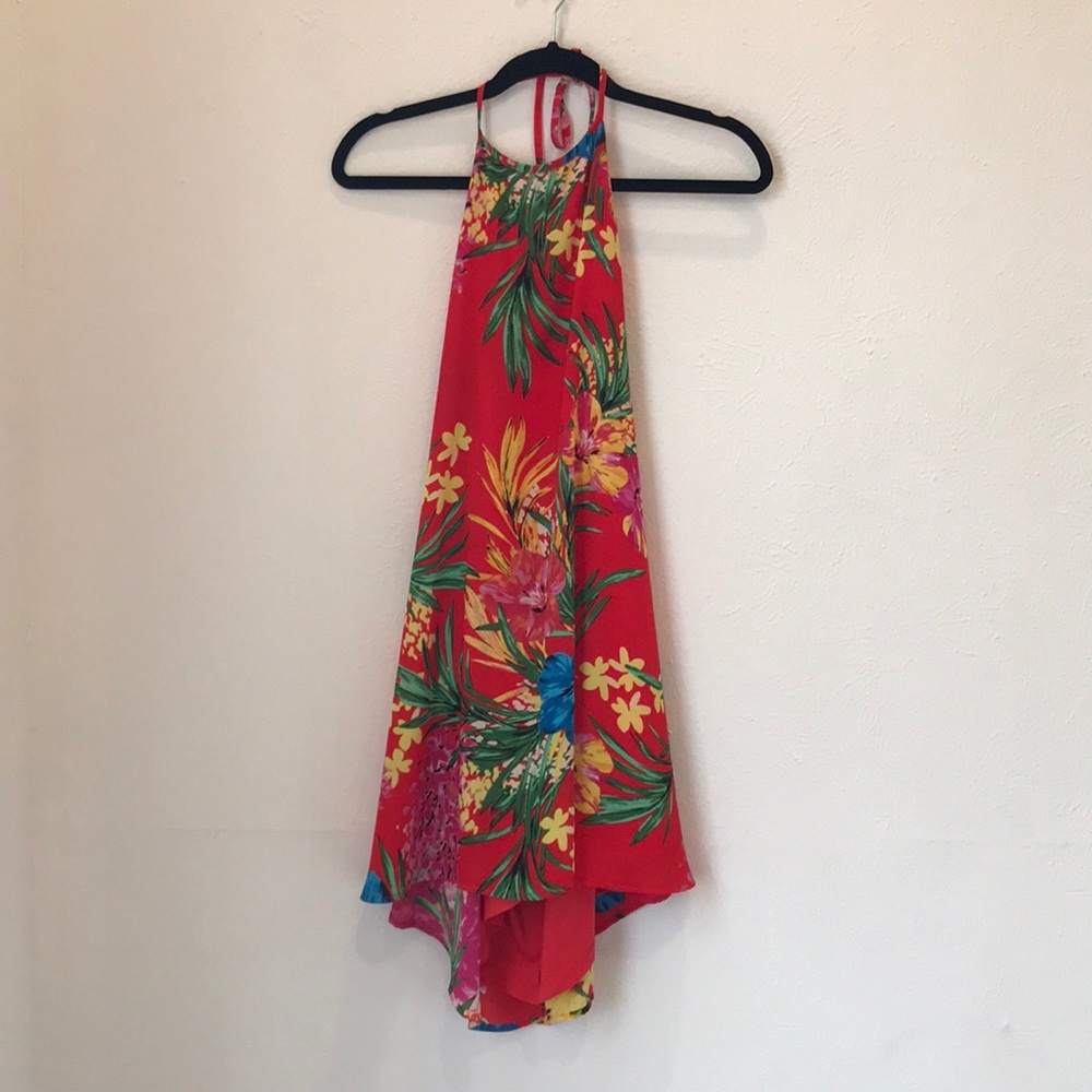 Show Me Your Mumu red floral print halter mini